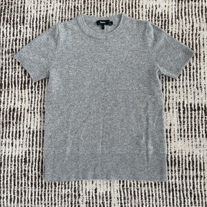 Theory | Gray Short-Sleeve Crewneck Cashmere Tee